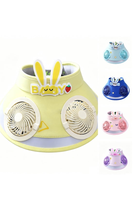 Wide Brim Cape Style Solar Fan Sun Shield Hat With Adjustable Strap For Kids