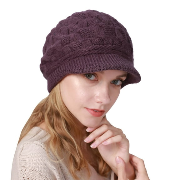 PMVFHDE Winter Fashion Knitted Beret With Crochet Beret Hats For Women Warm And Soft With Figure Eight Braid Design PP2