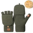 thumbnail image 1 of PMVFHDE Winter Half Finger Knitted Gloves Mittens for Cold Weather Warmth and Comfortable Touchscreen Use Army Green,One Size, 1 of 8