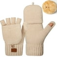 thumbnail image 1 of PMVFHDE Winter Half Finger Knitted Gloves Mittens for Cold Weather Warmth and Comfortable Touchscreen Use Beige,One Size, 1 of 7