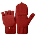 thumbnail image 1 of PMVFHDE Winter Half Finger Knitted Gloves Mittens for Cold Weather Warmth and Comfortable Touchscreen Use Red,One Size, 1 of 8