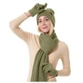 thumbnail image 1 of PMVFHDE Winter Knit Hat Gloves Scarf Three-Piece Set Solid Color Thickened Gloves Hat Warm Knit Accessories Set for Cold Weather Outdoor Activities Green, 1 of 3