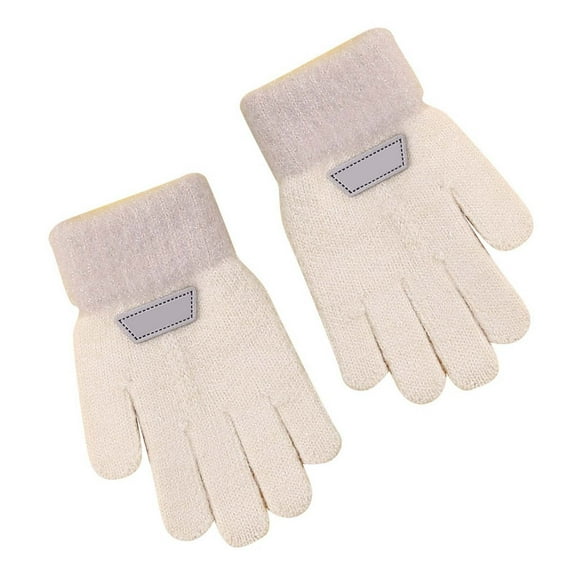 PMVFHDE Winter Thermal Gloves for Kids Soft Knitted Lined Five Finger Design Cozy Hand Warmers for Boys and Girls