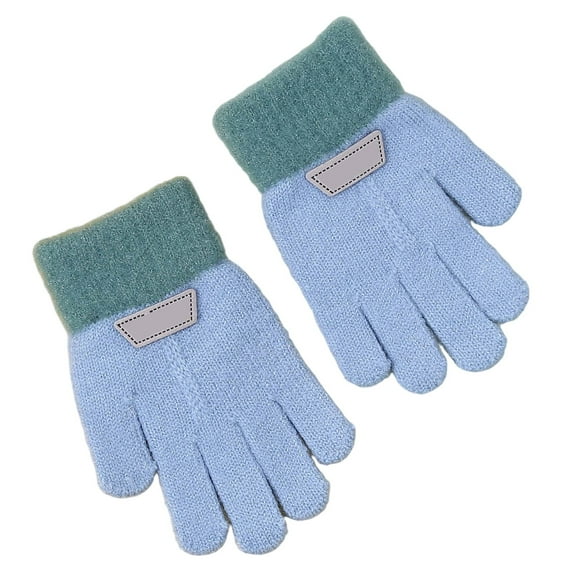 PMVFHDE Winter Thermal Gloves for Kids Soft Knitted Lined Five Finger Design Cozy Hand Warmers for Boys and Girls