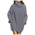 thumbnail image 1 of PMVFHDE Women Autumn Winter Fashionable Long Sleeve Turtleneck Pocket Midi Dress Loose&nbsp;Winter Outfits For Women&nbsp;Cozy And Warm Pullover Sweater Grey,L, 1 of 4