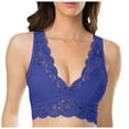 thumbnail image 1 of PMVFHDE Women Bra Pure Color Lace Bra Wirefree Back Support Underwear For Comfort Blue, 1 of 5