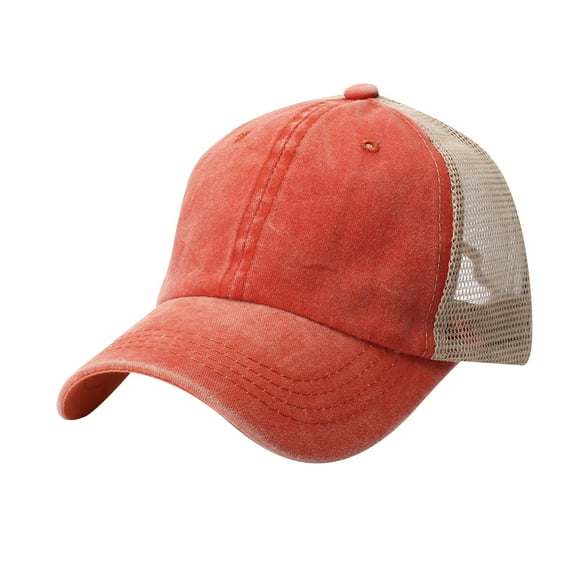PMVFHDE Women Denim Fabric Baseball Cap, Breathable Summer Sun Hat for Outdoor Sports and Casual Wear Orange