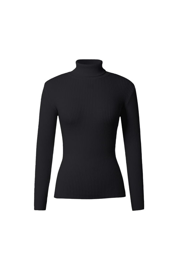 Women Fashion Long Sleeve Turtleneck Solid Color Sweater Sheep Womens Winter Clothes Loose Knit Pullover Top Black,S