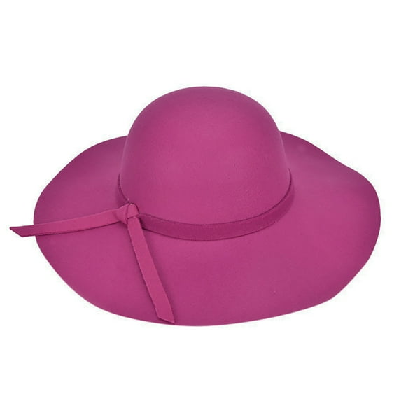 PMVFHDE Women French Beret Style Classic Solid Color Wide Brim Floppy Sun Hat Elegant Dressy Fedora Hot Pink