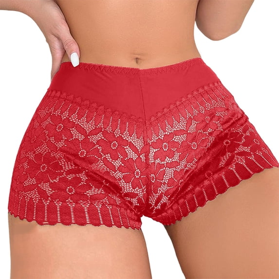 PMVFHDE Women High Rise Boy Shorts Underwear Comfort Soft Breathable Panties Full Coverage Briefs For Ladies High Waisted Underwear For Women Red,XXL