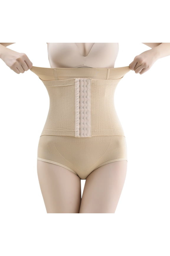 High Waist Seamless Body Shaping Control Garment With Hook Closure Plus Size Underwear For Women Lifting And Smoothing Beige,M