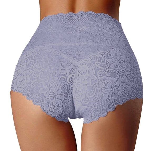 PMVFHDE Women High Rise Thin Hollow Out Lace Plus Size Belly Control Briefs Comfortable Solid Color Triangle Panties Plus Size Underwear For Women Light Purple,XL