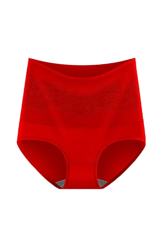 Women High Rise Warm Underwear Triangle Panties Belly Control Cozy Dry Comfort Breathable Briefs Thermal Underwear For Women Red,XXL