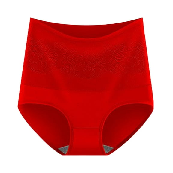 PMVFHDE Women High Rise Warm Underwear Triangle Panties Belly Control Cozy Dry Comfort Breathable Briefs Thermal Underwear For Women Red,XXL