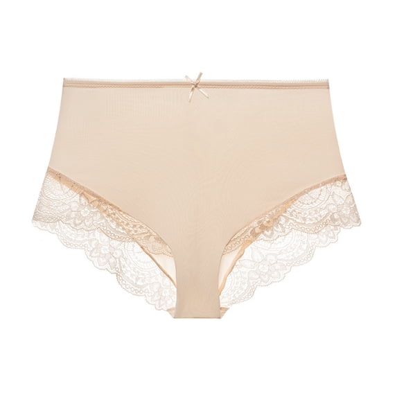 PMVFHDE Women High Waisted Soft Silk Underwear Plus Size Full Coverage Briefs Soft Stretch Comfortable Solid Color Panties Plus Size Underwear For Women Beige,XL