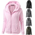 thumbnail image 1 of PMVFHDE Women Hooded Sweater Coat Winter Warm Wool Zipper Outwear Cardigan Pink - XXXXL, 1 of 3
