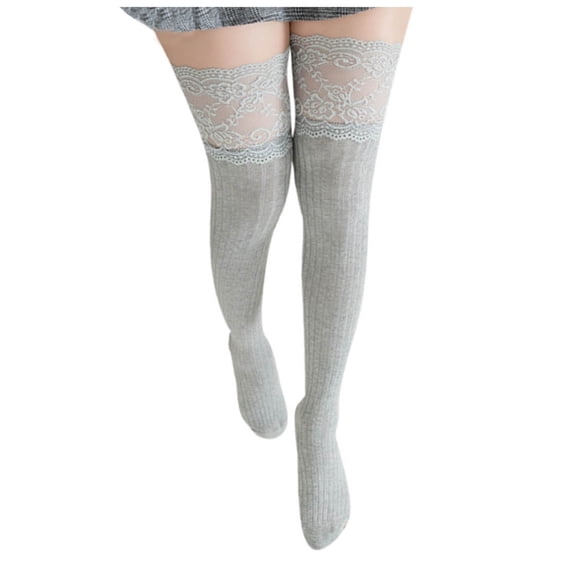 PMVFHDE Women Knee High Socks Autumn Winter Warm Fashion Lace Long Socks