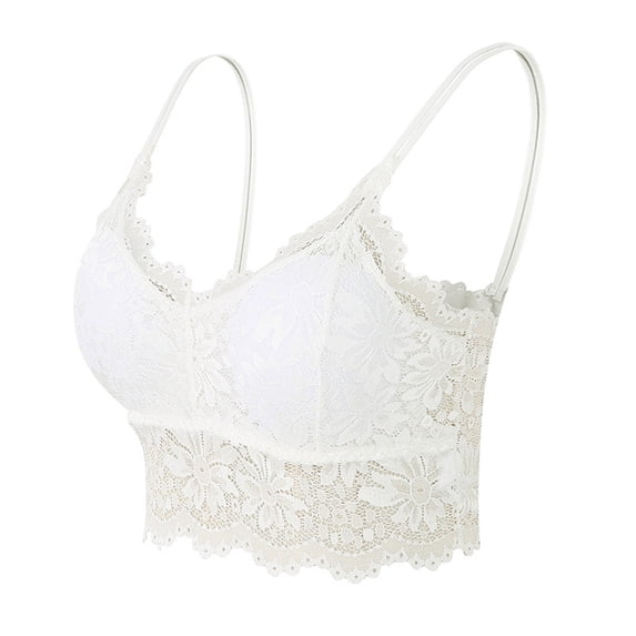 PMVFHDE Women Lace Bra Bandeau Tube Top Plus Size Strapless Comfort Wireless Padded Top For Summer White