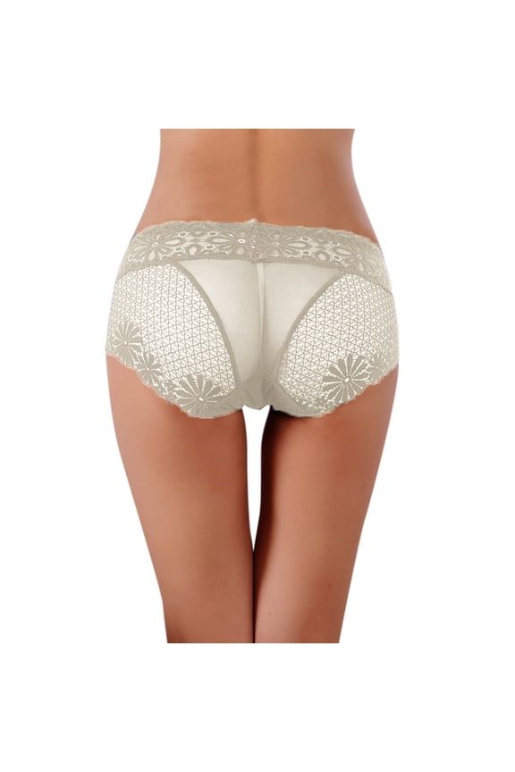 Women Lace Transparent Summer Thin Triangle Panties Low Rise Cotton G String Bikini Briefs Sheer Underwear Womens Underwear Grey,M