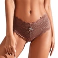 thumbnail image 1 of PMVFHDE Women Lace Trim Underwear Solid Color Soft Comfort Panties Low Rise Striped Thong Bikini Briefs Panties For Women Coffee,L, 1 of 4