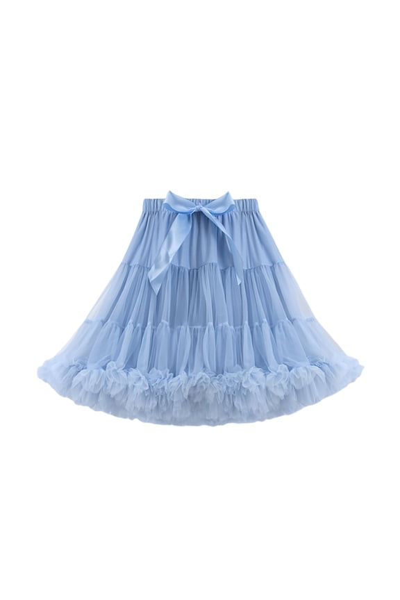 Women Layered Party Skirts For Women Elegant Ballet Puff Style High Waist Dance Casual Formal Occasions Flowy Skirt Light Blue,One Size