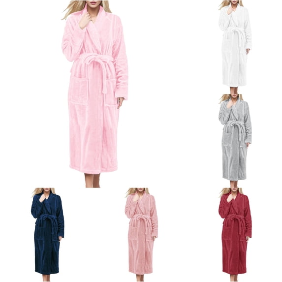 PMVFHDE Women Long Cloth Bathrobe Plus Size Soft Housecoat Lightweight Comfortable Loungewear Casual Watermelon Red,M