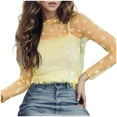thumbnail image 1 of PMVFHDE Women Long Sleeve Tops Sheer Mesh Blouse Layering Tunic Casual Loose Fit Shirt, 1 of 3