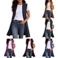 thumbnail image 1 of PMVFHDE Women Long Sleeveless Open Front Cardigan Tunic Vests Coat Fall Winter Outfits Casual Knitwear Solid Color Flowy Layerwear Navy - L, 1 of 5