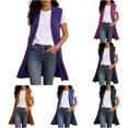 thumbnail image 1 of PMVFHDE Women Long Sleeveless Open Front Cardigan Tunic Vests Coat Fall Winter Outfits Casual Knitwear Solid Color Flowy Layerwear Purple - L, 1 of 5