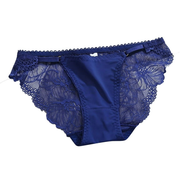 PMVFHDE Women Low Mid Rise Sheer Lace Panties Thin Summer Smooth Silk Seamless Breathable Underwear Cotton Gusset Triangle Briefs Womens Underwear Blue,L