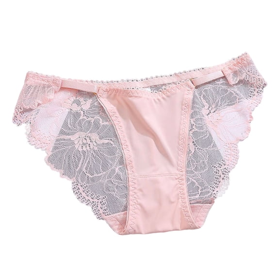 PMVFHDE Women Low Mid Rise Sheer Lace Panties Thin Summer Smooth Silk Seamless Breathable Underwear Cotton Gusset Triangle Briefs Womens Underwear Pink,XL