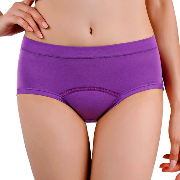 PMVFHDE Women Menstrual Cycle Panties Side Leakproof Lengthened Triangle Comfortable Solid Color Sanitary Underwear Womens Underwear Purple,XXL