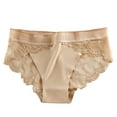 thumbnail image 1 of PMVFHDE Women Mid Rise Smooth Silk Seamless Plus Size Lace Underwear Breathable Rear Lift Triangle Panties Color Striped Briefs Plus Size Underwear For Women Khaki,XL, 1 of 7
