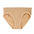 thumbnail image 1 of PMVFHDE Women Mid Rise Solid Color Ribbed Cotton Gusset Breathable Seamless Briefs Panties Large U Leg Triangle Underwear Womens Underwear Beige,L, 1 of 3