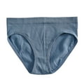 thumbnail image 1 of PMVFHDE Women Mid Rise Solid Color Ribbed Cotton Gusset Breathable Seamless Briefs Panties Large U Leg Triangle Underwear Womens Underwear Blue,L, 1 of 3