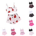 thumbnail image 1 of PMVFHDE Women Pajama Sets Camisoles Sleepwear Cute Print Lettuce Trim Top And Shorts Nightwear White,S, 1 of 4