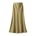 thumbnail image 1 of PMVFHDE Women Satin Skirt Long Skirts For Women Skirts For Women High Waist Midi Zipper Elegant Casual Comfortable Half Body Skirt Yellow，XL, 1 of 2