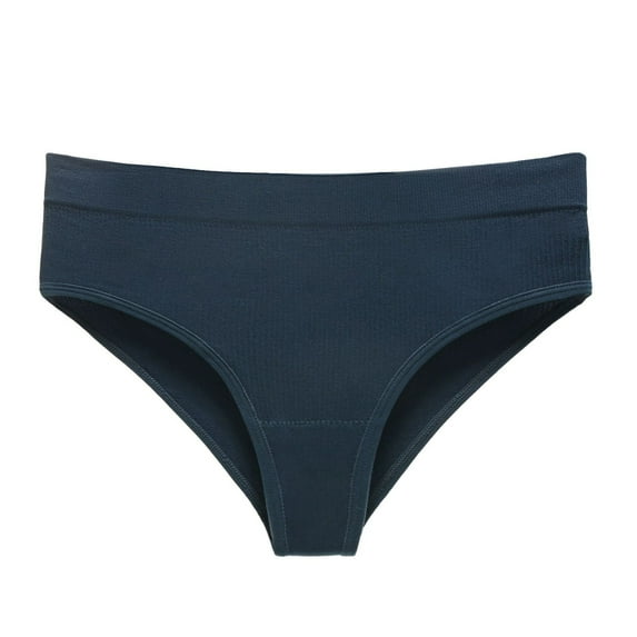 PMVFHDE Women Seamless Ribbed Workout Thong Underwear Elastic Exercise Breathable Solid Color Comfort Soft T Back Panties Womens Underwear Blue,S