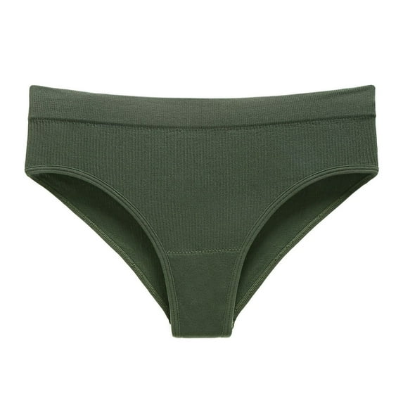 PMVFHDE Women Seamless Ribbed Workout Thong Underwear Elastic Exercise Breathable Solid Color Comfort Soft T Back Panties Womens Underwear Green,M