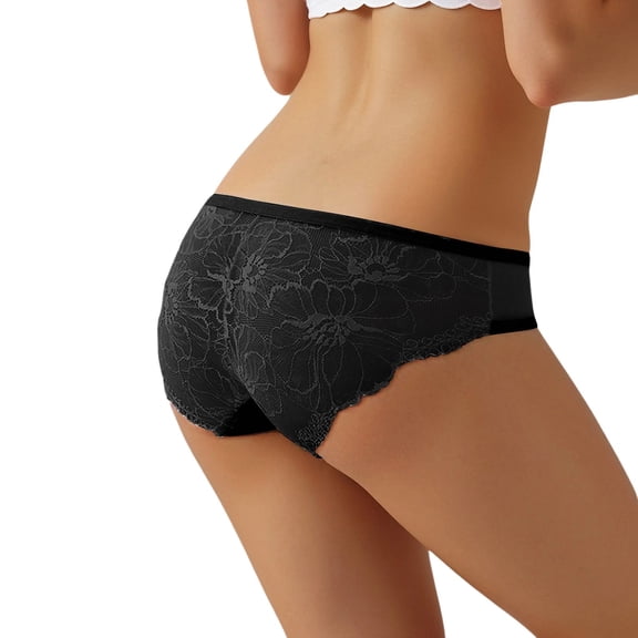 PMVFHDE Women Sheer Lace Underwear Low Rise Hollow Out Plus Size Cute Triangle Panties Japanese Style Thin Breathable Briefs Plus Size Underwear For Women Black,M