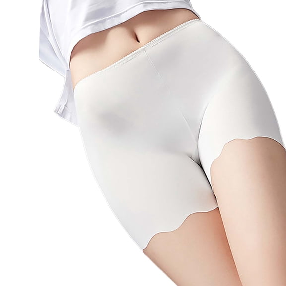 PMVFHDE Women Smooth Silk Solid Color Underwear Light Comfortable Seamless Panties For Wearing Under Dress Womens Underwear White,S