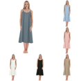 thumbnail image 1 of PMVFHDE Women Solid Base Plus Size Petticoat Loose Long Nightdress Sleepshirt Gown Blue,XXL, 1 of 4