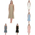 thumbnail image 1 of PMVFHDE Women Solid Base Plus Size Petticoat Loose Long Nightdress Sleepshirt Gown Khaki,XL, 1 of 3