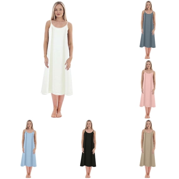 PMVFHDE Women Solid Base Plus Size Petticoat Loose Long Nightdress Sleepshirt Gown White,XXL