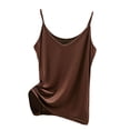 thumbnail image 1 of PMVFHDE Women Solid Color V Neck Thin Strap Camisole Sleeveless Fitted Vest Tank Top For Women For Innerwear Layering Coffee，M, 1 of 3