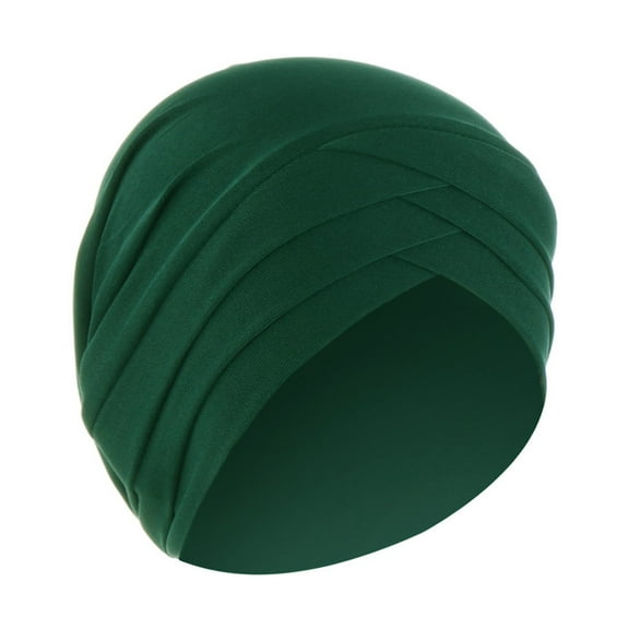 PMVFHDE Women Stretchy Turban Style Cap Front Triple Crisscross Design Headcover Solid Color Liner Green