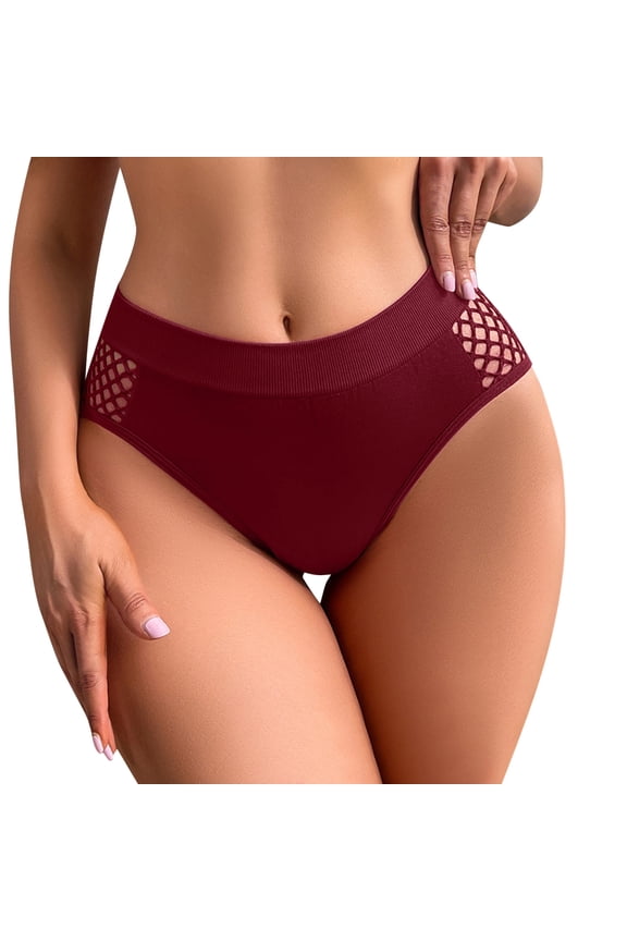 Women Thong Half Coverage Lace Hollow Out Seamless Low Rise Underwear Breathable Comfortable Rear Lift Solid Color Panties For Women Red,XS