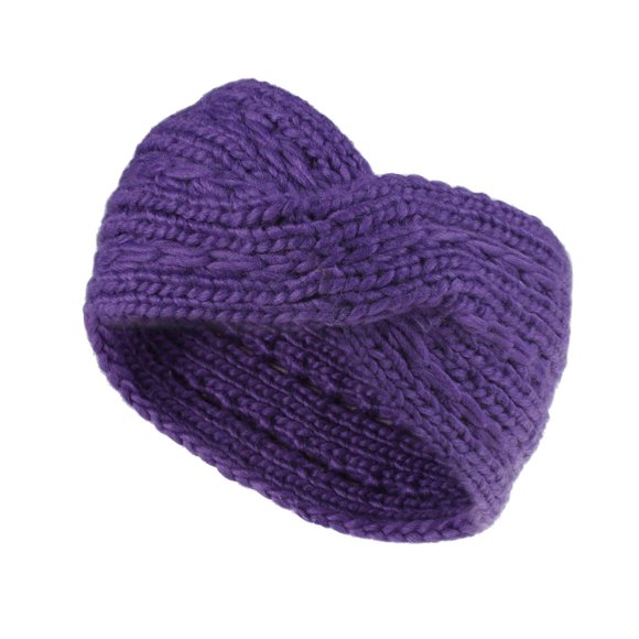 PMVFHDE Women Winter Headband Wide Knit Ear Warmer Head Wrap for Sports Outdoor Activities Cold Weather Soft Lined Purple