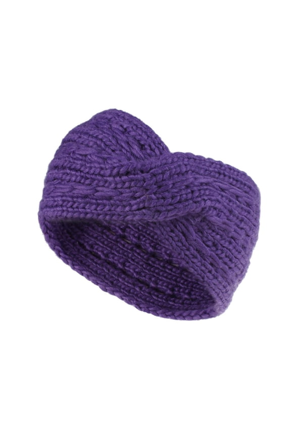 Women Winter Headband Wide Knit Ear Warmer Head Wrap for Sports Outdoor Activities Cold Weather Soft Lined Purple