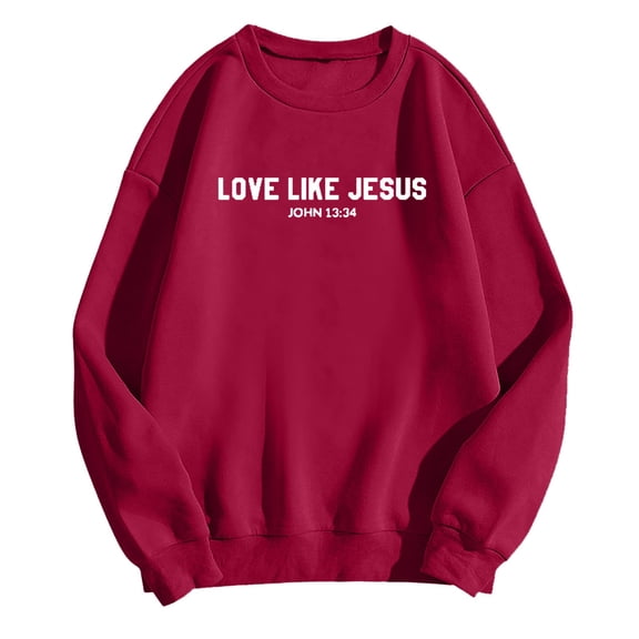 PMVFHDE Women's 2025 Letter Graphic Street Style Crewneck Sweatshirt, Fashion Long Sleeve Pullover Top Red,L